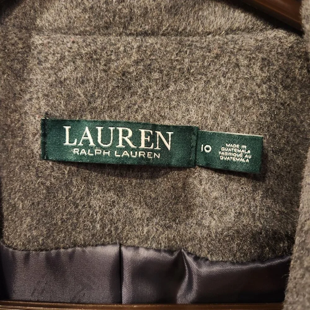 LAUREN Ralph Lauren Reefer Wool Blend Coat Charcoal Gray Grey Womens Size 10 - Picture 2 of 10